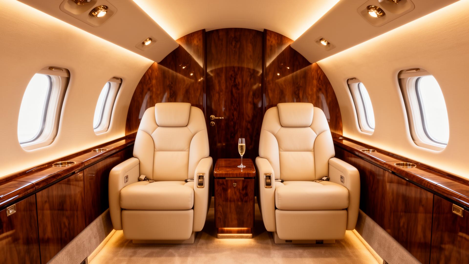 Private jet cabin interior